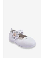 Dziecięce Skórzane Balerinki Z Kwiatem Białe Cobi