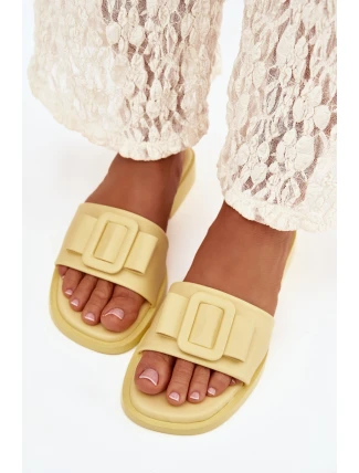 Dámské nazouváky s nízkým podpatkem s přezkou Žluté Melivra