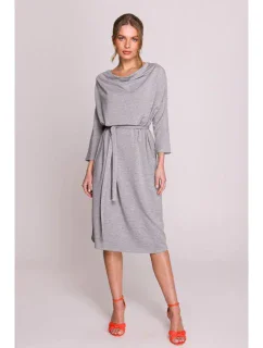 S403 Pletené šaty v nadmernej veľkosti - sivé