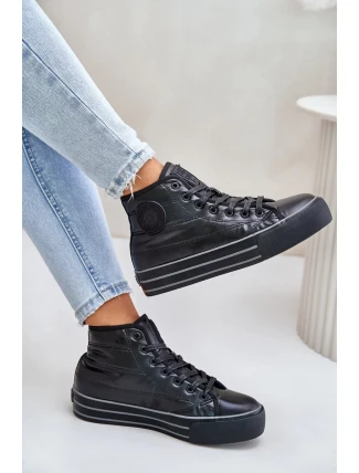 Zateplené dámske tenisky na platforme Black Zateplené dámske tenisky na platforme Black