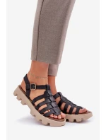 Skórzane Sandały Damskie Zazoo 3695 Czarne