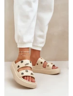 Piankowe Klapki Damskie Z Przypinkami Beżowe Ravanala