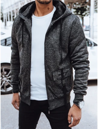 Pánska teplá mikina na zips tmavosivá FashionStreet BX5607 Pánska teplá mikina na zips tmavosivá FashionStreet BX5607