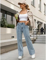 Dámske široké džínsy s vysokým pásom modré FashionStreet UY2973