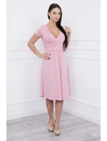 Šaty s prestrihom, krátke rukávy, púdrovo ružové