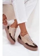 Kožené dámske tenisky na platforme Zazoo N1269S2 beige Kožené dámske tenisky na platforme Zazoo N1269S2 beige