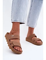 Dámske kožené papuče s prackami Inblu CX0004KU Brown
