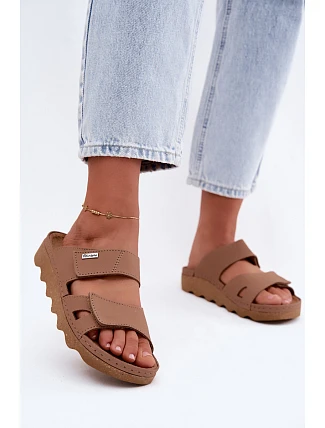 Dámske kožené papuče s prackami Inblu CX0004KU Brown