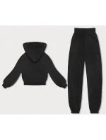 Čierny rebrovaný teplákový komplet (AMG-335A)