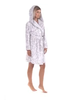 Dámsky župan s kapucňou Flora Short 4856 Patterned dove grey - Vestis