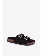 Dámské pantofle s přezkami Černé Oliena