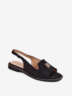 Dámské sandály na nízkém podpatku s ozdobným detailem S.Barski KV61-6015 Černé