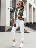 Dámska prechodná krátka prešívaná dvojcestná zelená vesta LEOVELLA FashionStreet TY5496