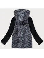 Čierna nadrozmerná prechodná bunda z rôznych lepených materiálov Vaston (F-23729-2#) Čierna nadrozmerná prechodná bunda z rôznych lepených materiálov Vaston (F-23729-2#)