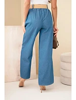 Dámske džínsy so širokými nohavicami a opaskom denim Dámske džínsy so širokými nohavicami a opaskom denim