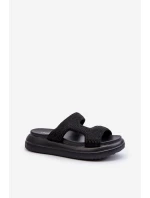 Zdobione Klapki Damskie Na Platformie Czarne Jestella