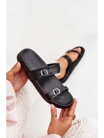 Klapki Damskie Z Klamrami Czarne Brinella