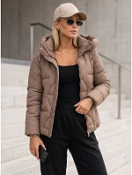 Dámska zimná prešívaná bunda s kapucňou, béžová, FashionStreet TY5941