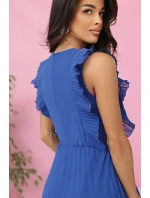 315-8 EMILY plisované šaty s volánmi a výstrihom - farba CHABRIEL