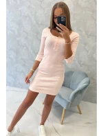 Šaty s gombíkovým výstrihom púdrovo ružové