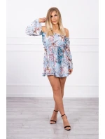 Modré kvetinové šaty s pruhmi