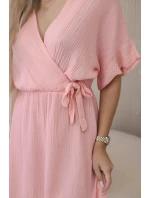 Mušelínové šaty s marhuľovým pásom