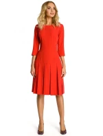 M336 Šaty so spadnutým pásom a záhyby - červené