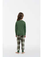 Dievčenské pyžamo Zonda, dlhý rukáv, dlhé nohavice - zelené/potlač