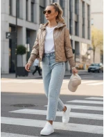Dámska prechodná prešívaná bunda s kapucňou FashionStreet camel TY5561