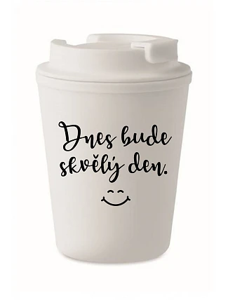 TODAY WILL BE A GREAT DAY - biely termohrnček 300 ml