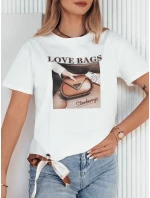 Dámske bavlnené tričko s potlačou LOVE BAGS biele FashionStreet RY2409 Dámske bavlnené tričko s potlačou LOVE BAGS biele FashionStreet RY2409