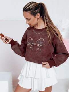 Dámska krátka nadrozmerná mikina s motívom kravaty DENVIS bordová FashionStreet BY1423