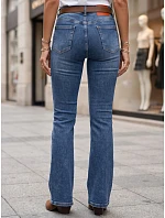 Dámske džínsy so rozšírenými nohavicami a opaskom, modré, FashionStreet UY3132 Dámske džínsy so rozšírenými nohavicami a opaskom, modré, FashionStreet UY3132