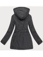 Čierno-karamelová obojstranná dámska bodkovaná bunda (M-111)