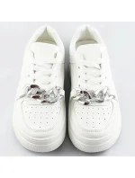 Biele dámske športové topánky s retiazkou (B-545)