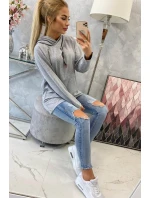 Tunika na zips s kapucňou Oversize sivá