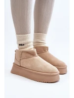 Damskie Śniegowce Na Grubej Podeszwie Beżowe Caliksa