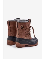 Wysokie Ciepłe Śniegowce Dziecięce Ze Ściągaczem Lee Cooper LCJ-24-44-2842K Brązowe