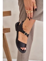 Dámske kožené ploché sandále Zazoo 3014 black Dámske kožené ploché sandále Zazoo 3014 black