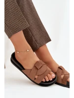 Dámské pantofle Eko semiš s pásky hnědé Marivessa