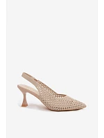 Textilné sandále na podpätku Pear Shape Beige Cherryla Textilné sandále na podpätku Pear Shape Beige Cherryla
