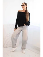 Asymetrický netopierí sveter z viskózy čierny - FPrice