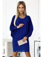 402-6 Netopierie šaty - chrpová farba s brokátom 402-6 Netopierie šaty - chrpová farba s brokátom