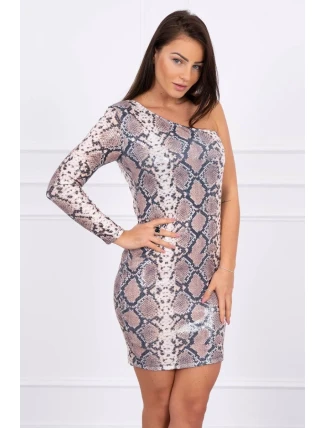 Flitrované šaty z hadej kože béžovej