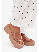 Dámské sandály na platformě s průhledným páskem Béžové Selestia