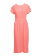 S398 Šaty v tvare ceruzky s bočným rozparkom - oranžové