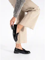 Krásne čierne dámske mokasíny na podpätku Krásne čierne dámske mokasíny na podpätku