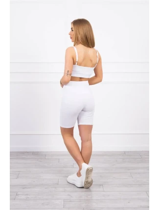 Súprava s nohavicami s vysokým pásom biela