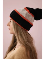 Dámska čiapka Kinga K297 čierna+tmavo ružová+béžová