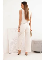 Dámsky bavlnený komplet s vyšívanou vestou a nohavicami béžovej farby Dámsky bavlnený komplet s vyšívanou vestou a nohavicami béžovej farby